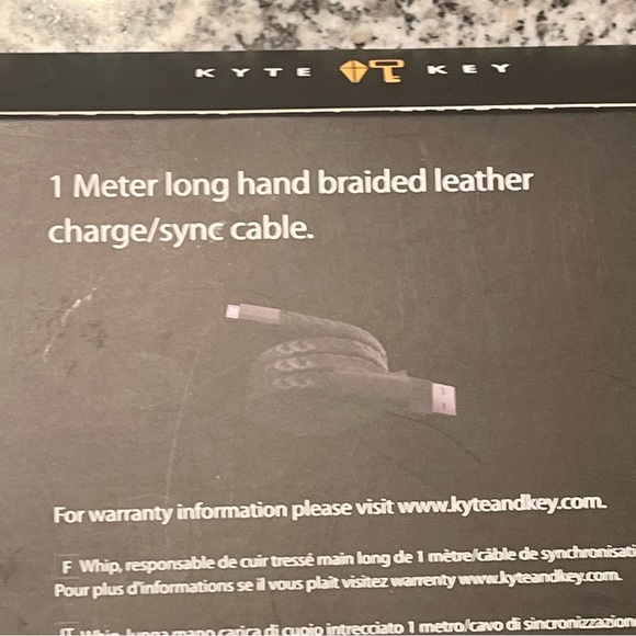 Kyte Key Whip 1 Meter long leather Charge Sync Cable Micro USB Valet Tray - Picture 9 of 9